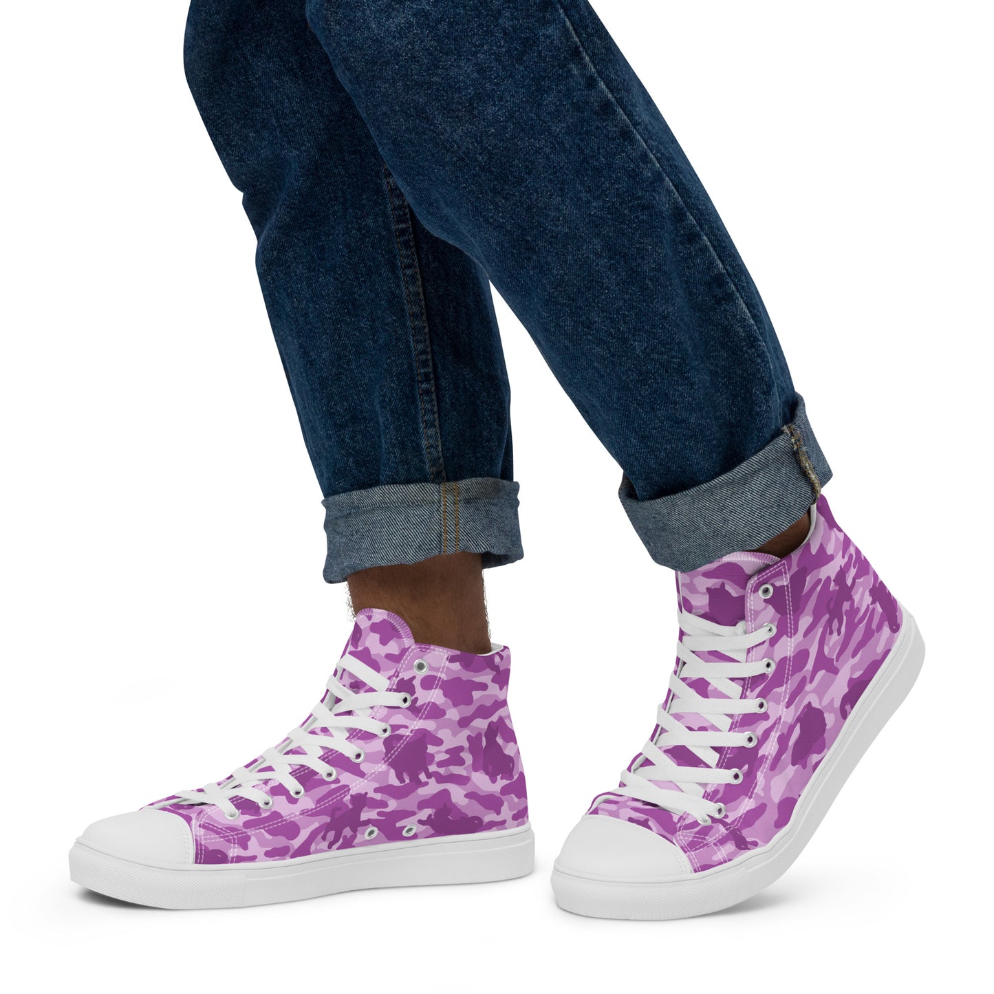 Kitty Camo Men's High Tops  - Pink