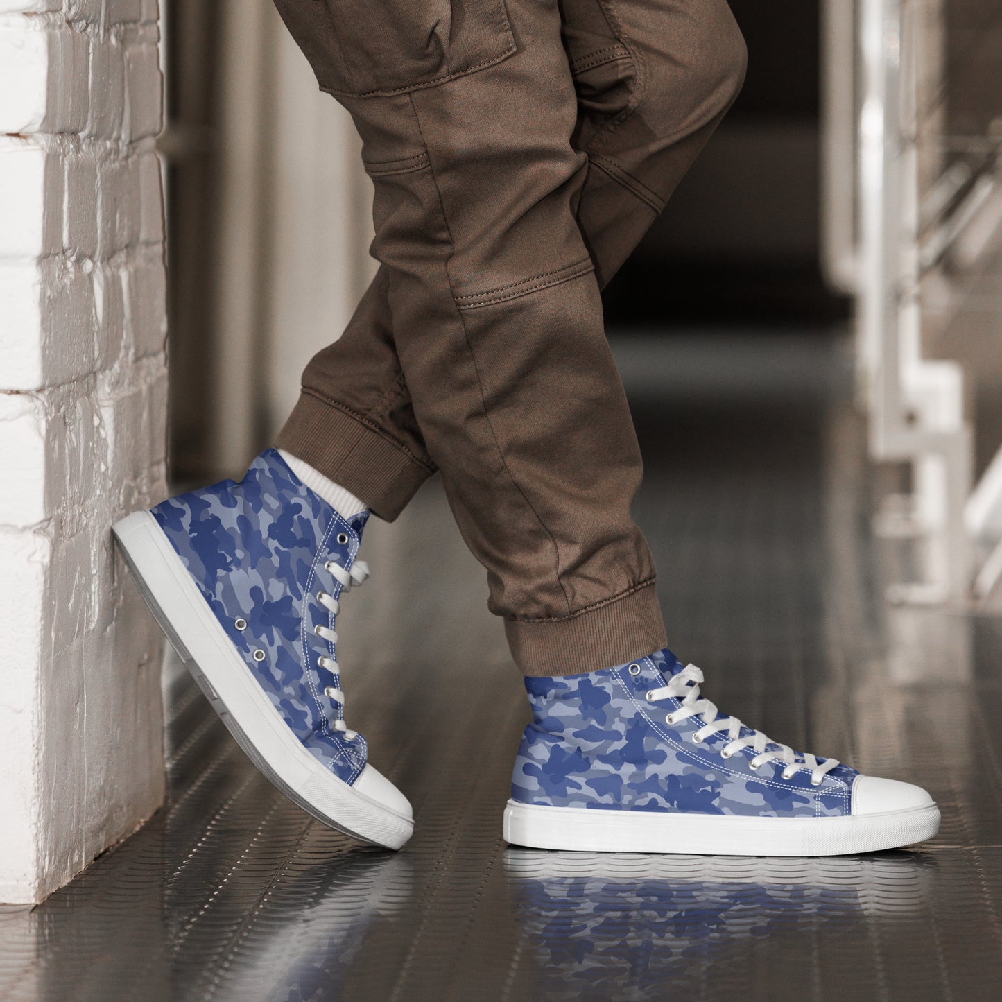 Puppy Camo Men's High Tops - Blue