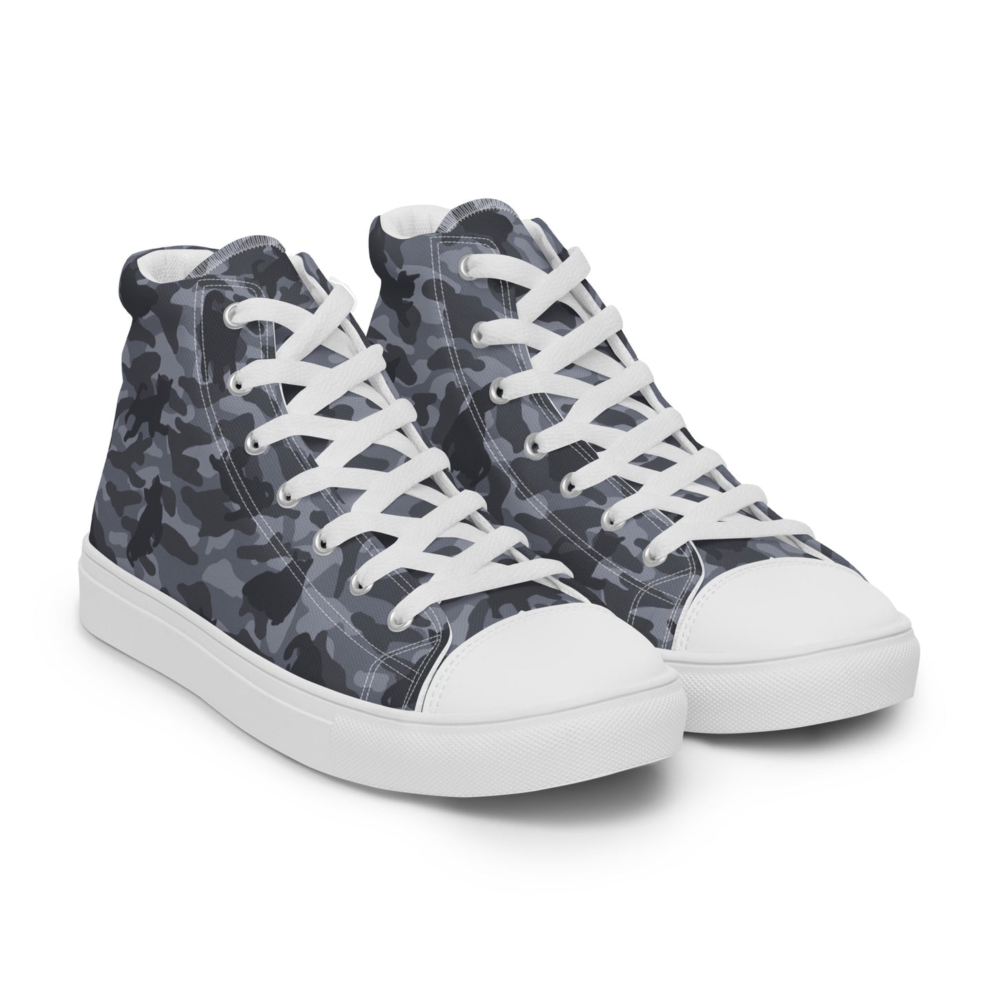 Kitty Camo Men's High Tops  - Grey