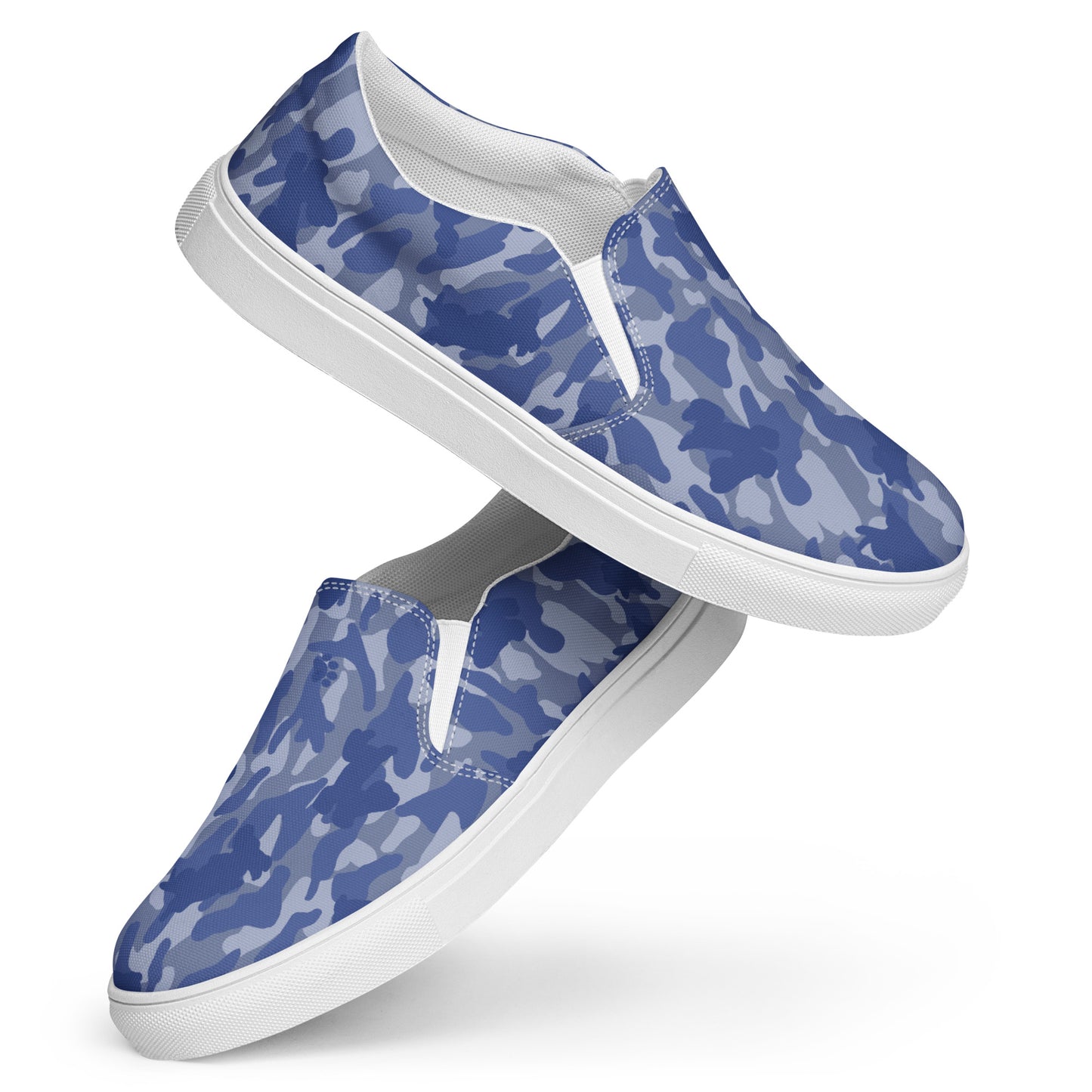 Puppy Camo Men's Canvas Slip On Shoes - Blue