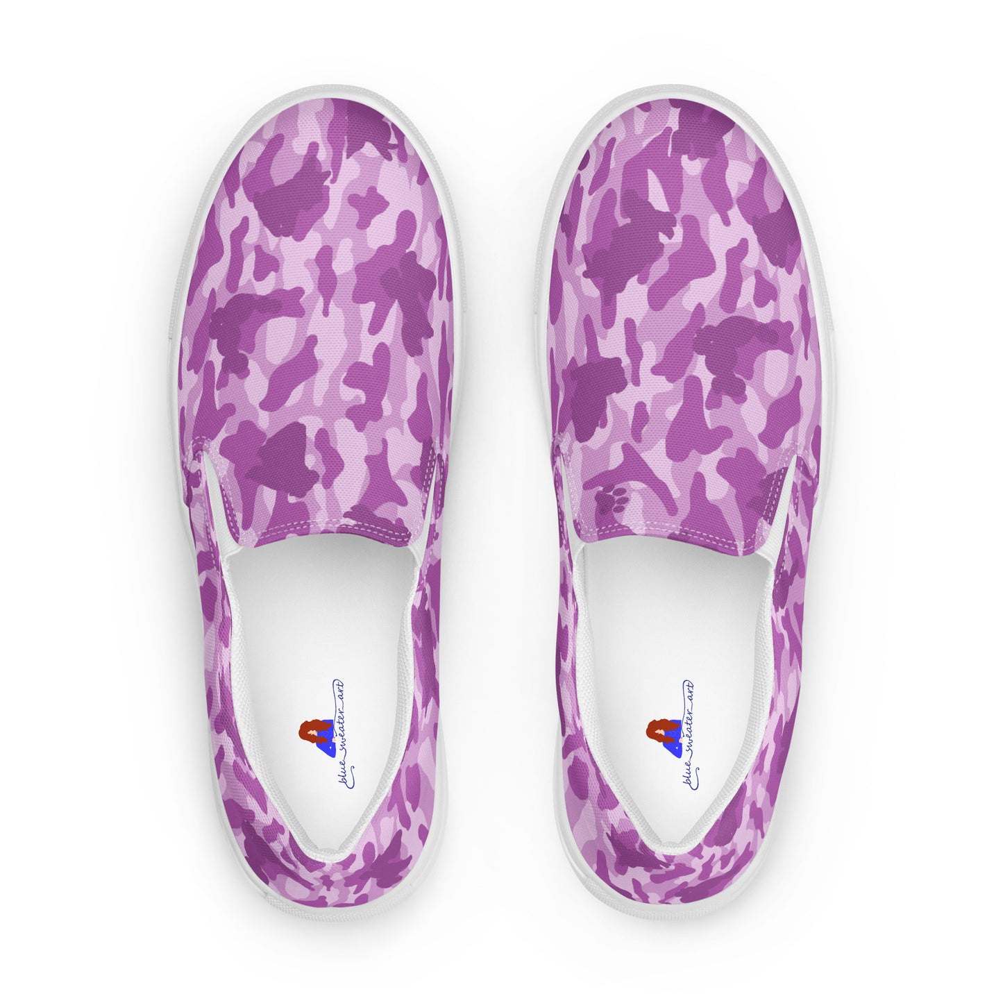 Puppy Camo Men's Canvas Slip On Shoes - Pink