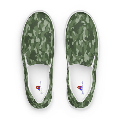 Puppy Camo Men's Canvas Slip On Shoes - Green