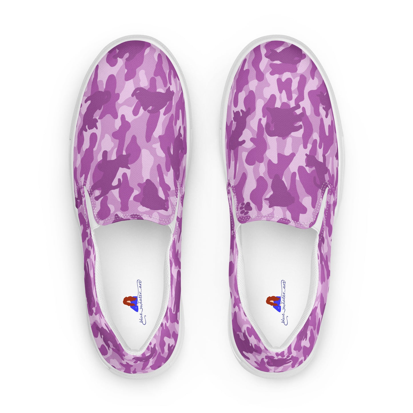 Kitty Camo Men's Canvas Slip On Shoes - Pink