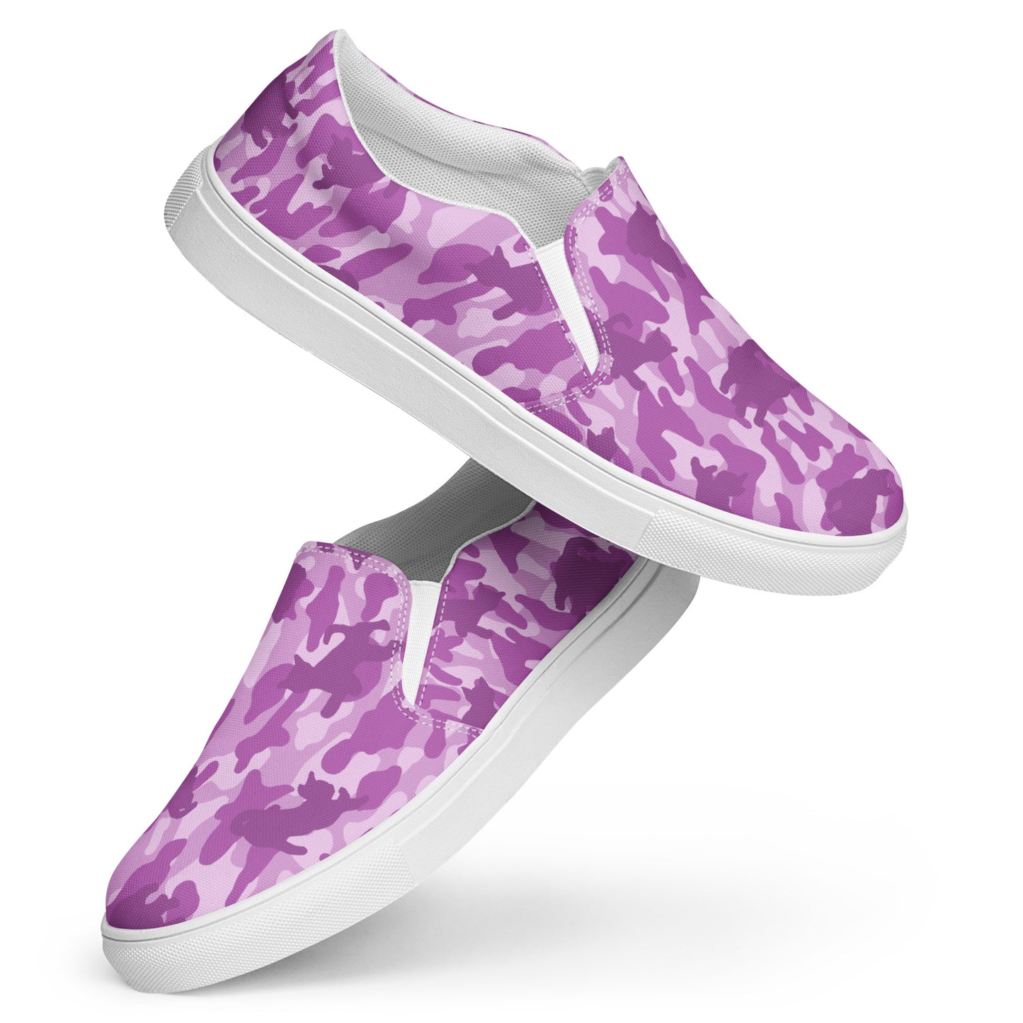 Kitty Camo Men's Canvas Slip On Shoes - Pink