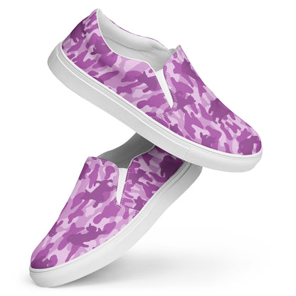 Kitty Camo Men's Canvas Slip On Shoes - Pink