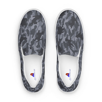 Kitty Camo Men's Canvas Slip On Shoes - Grey