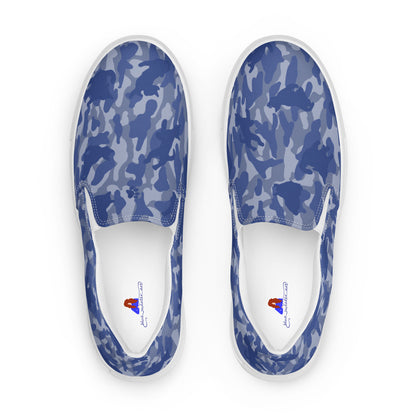 Kitty Camo Men's Canvas Slip On Shoes - Blue