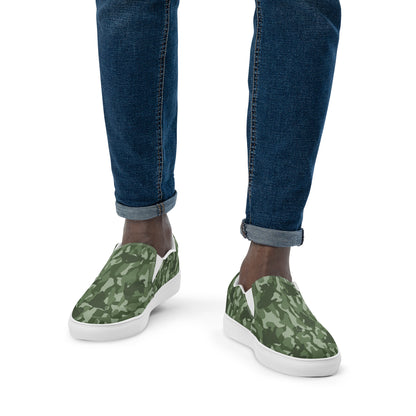 Kitty Camo Men's Canvas Slip On Shoes - Green