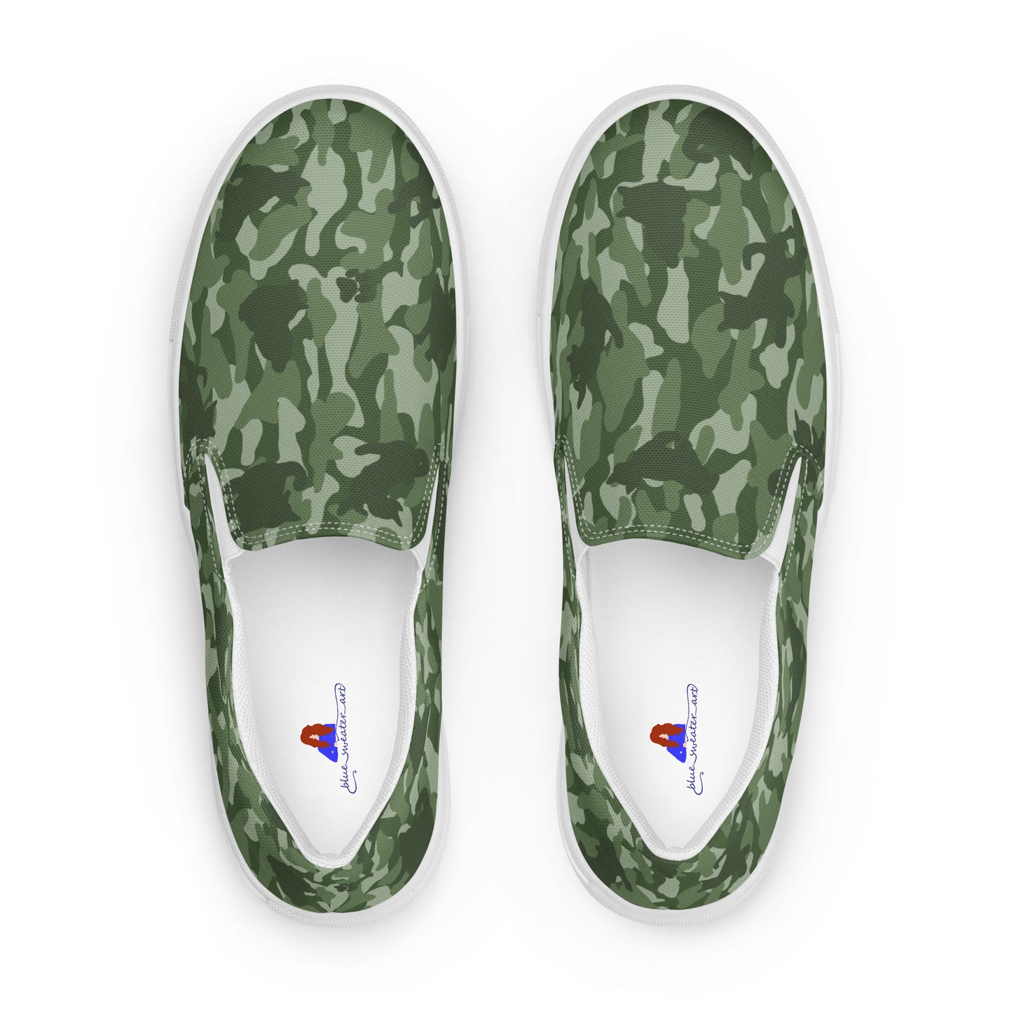 Kitty Camo Men's Canvas Slip On Shoes - Green