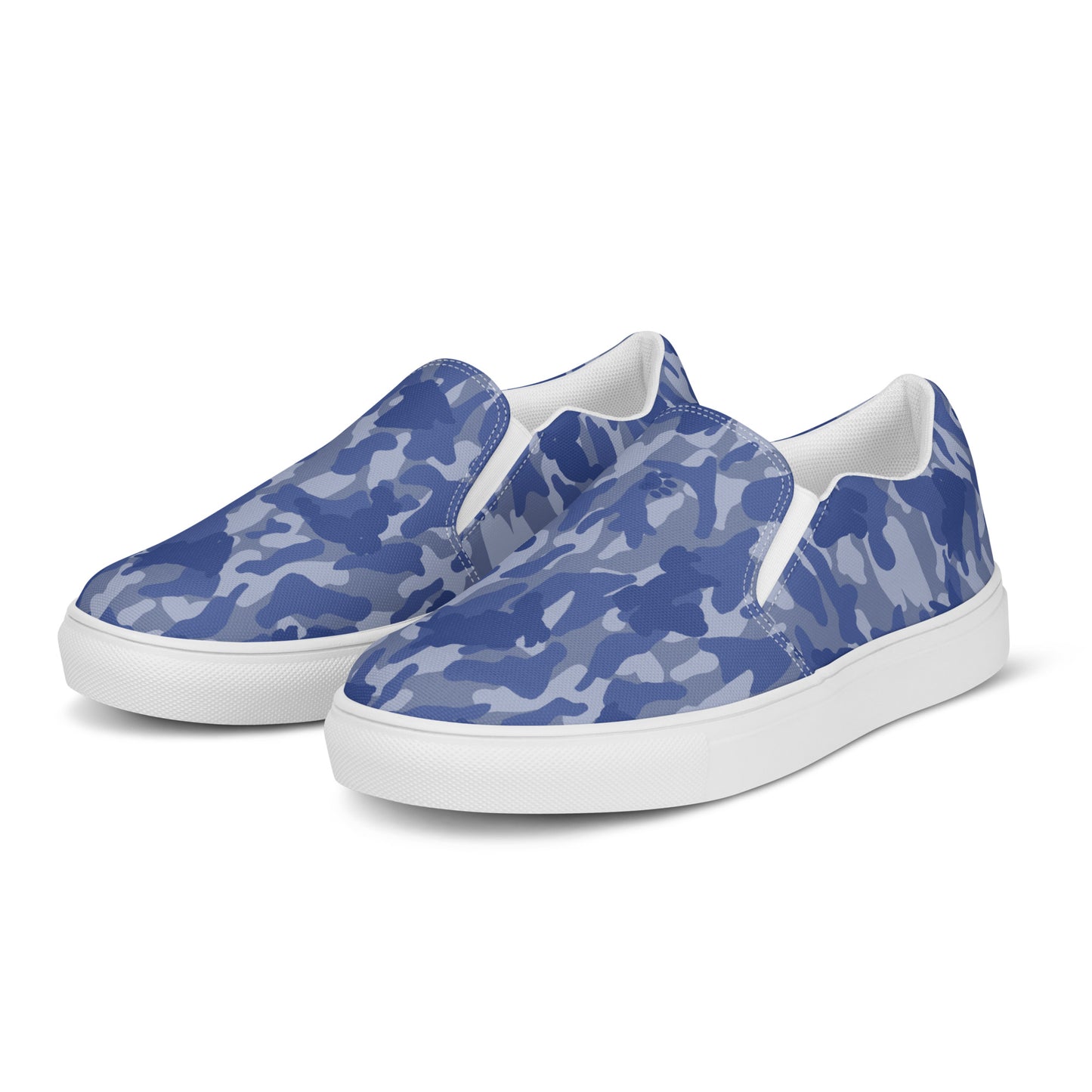 Puppy Camo Men's Canvas Slip On Shoes - Blue