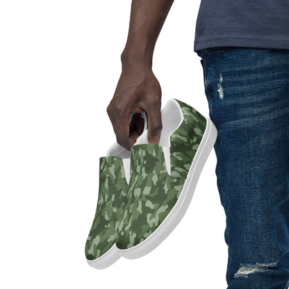 Puppy Camo Men's Canvas Slip On Shoes - Green