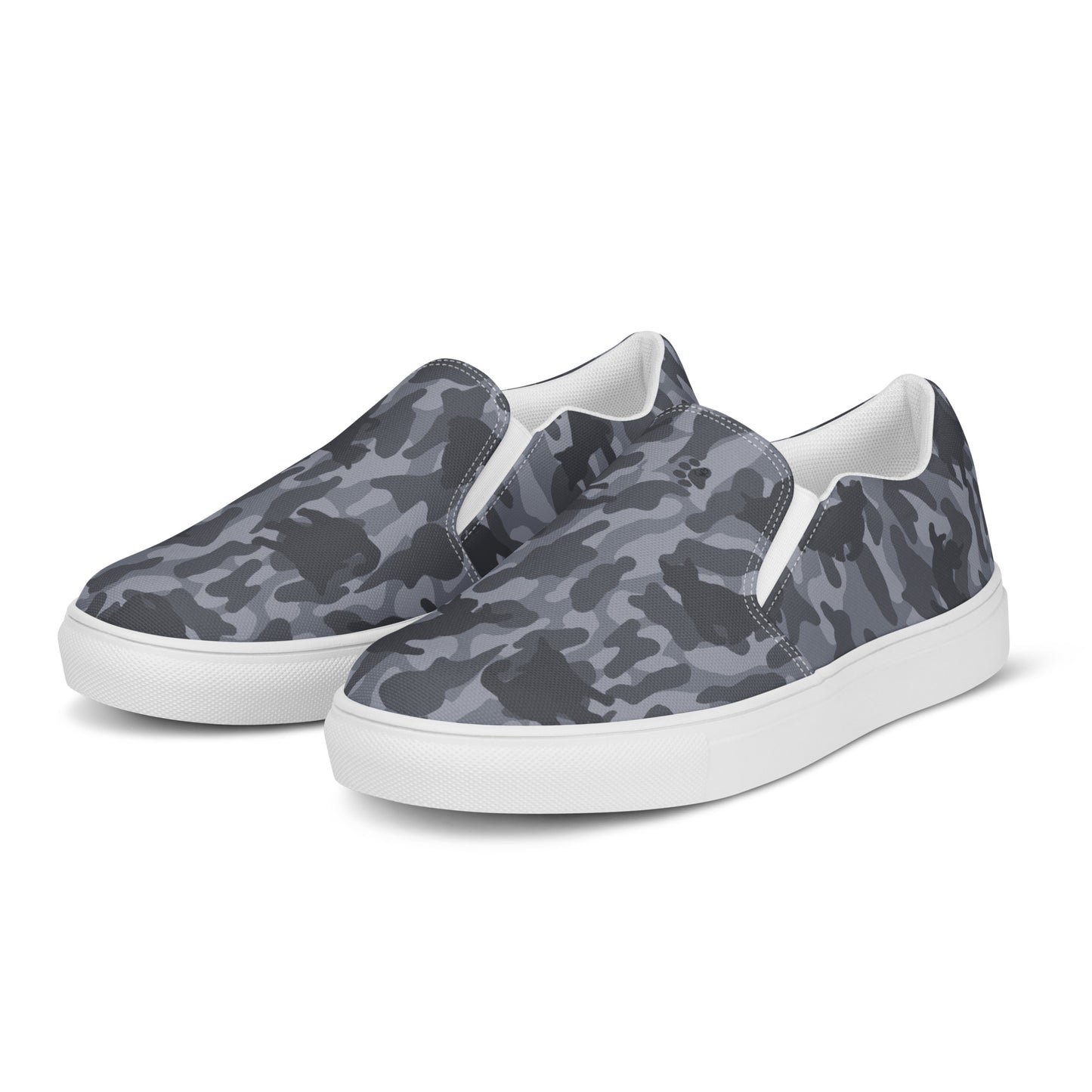 Kitty Camo Men's Canvas Slip On Shoes - Grey