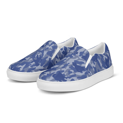 Kitty Camo Men's Canvas Slip On Shoes - Blue