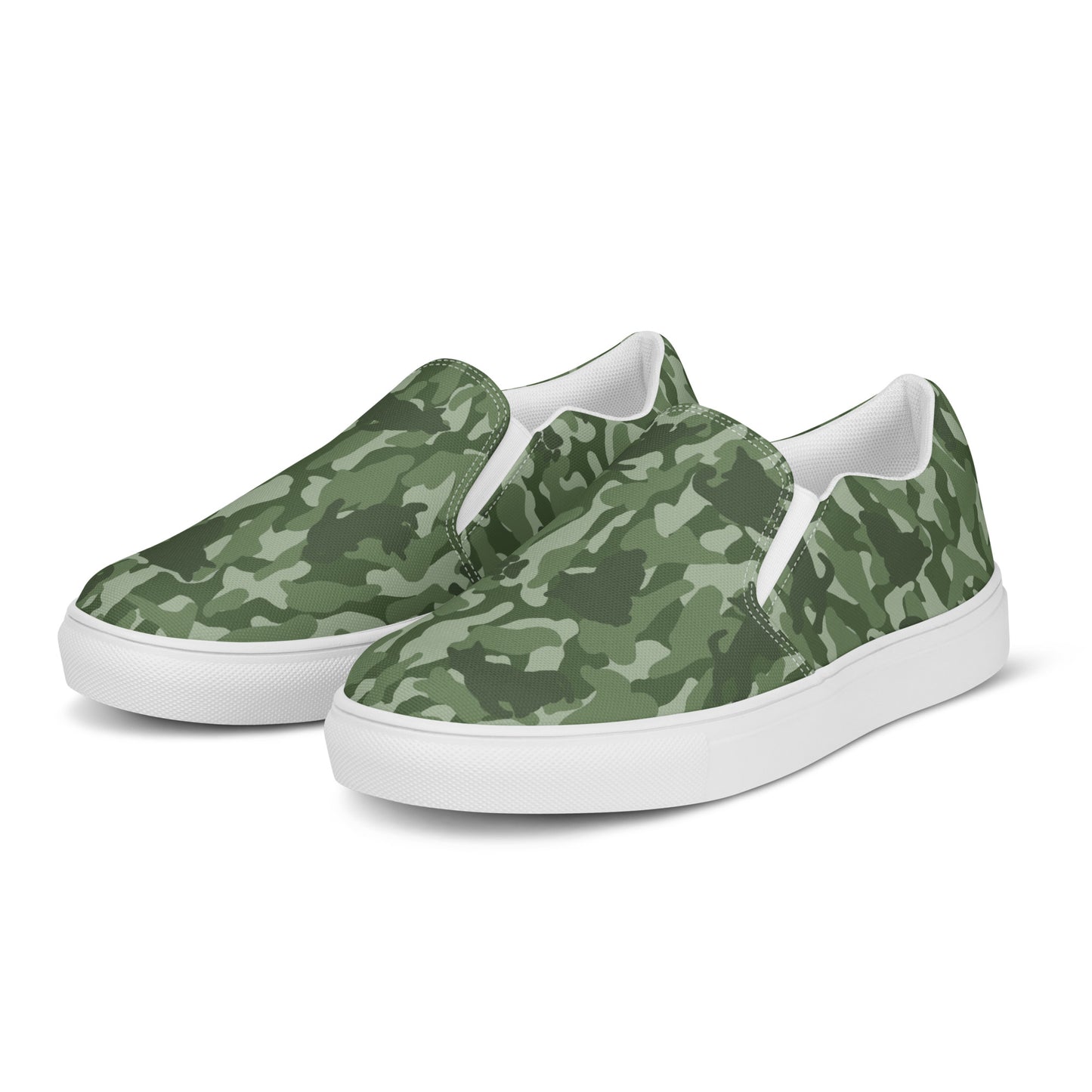 Kitty Camo Men's Canvas Slip On Shoes - Green