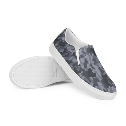 Puppy Camo Men's Canvas Slip On Shoes - Grey