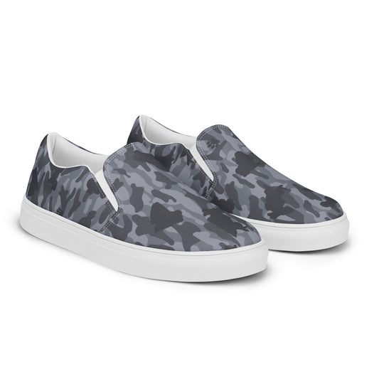 Puppy Camo Men's Canvas Slip On Shoes - Grey