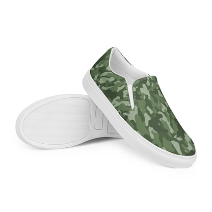 Puppy Camo Men's Canvas Slip On Shoes - Green