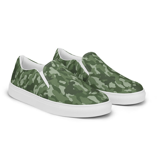 Puppy Camo Men's Canvas Slip On Shoes - Green