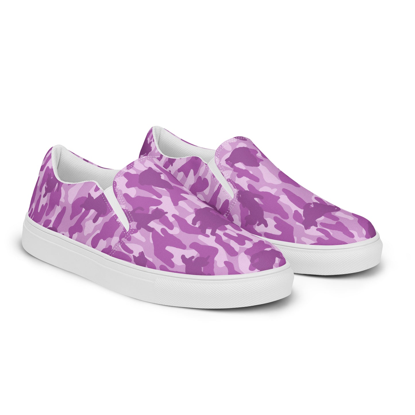 Kitty Camo Men's Canvas Slip On Shoes - Pink