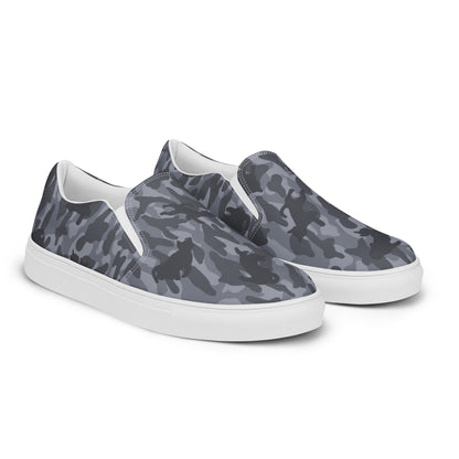 Kitty Camo Men's Canvas Slip On Shoes - Grey