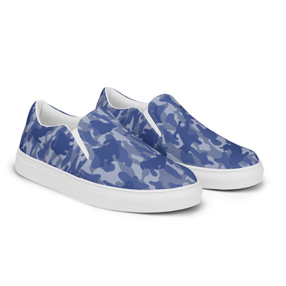 Kitty Camo Men's Canvas Slip On Shoes - Blue