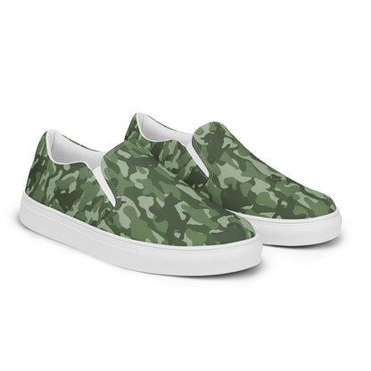 Kitty Camo Men's Canvas Slip On Shoes - Green