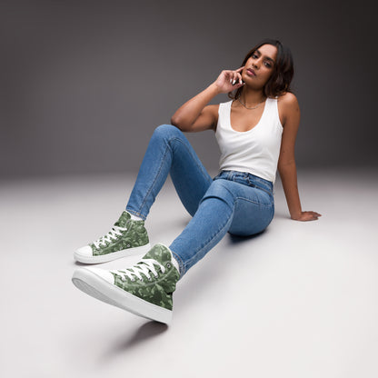 Kitty Camo Women's High Top Sneakers - Green