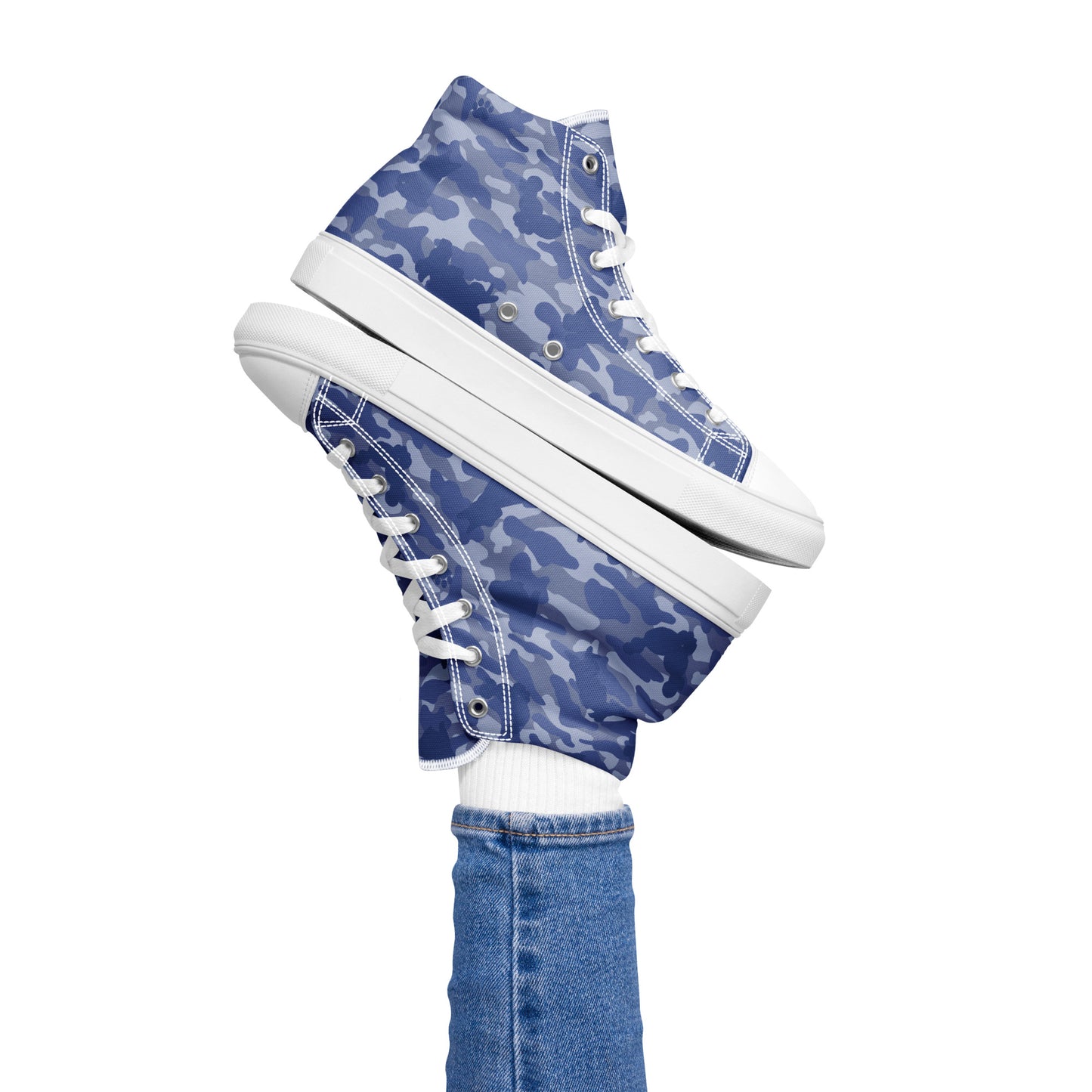 Puppy Camo Women's High Top Sneakers - Blue