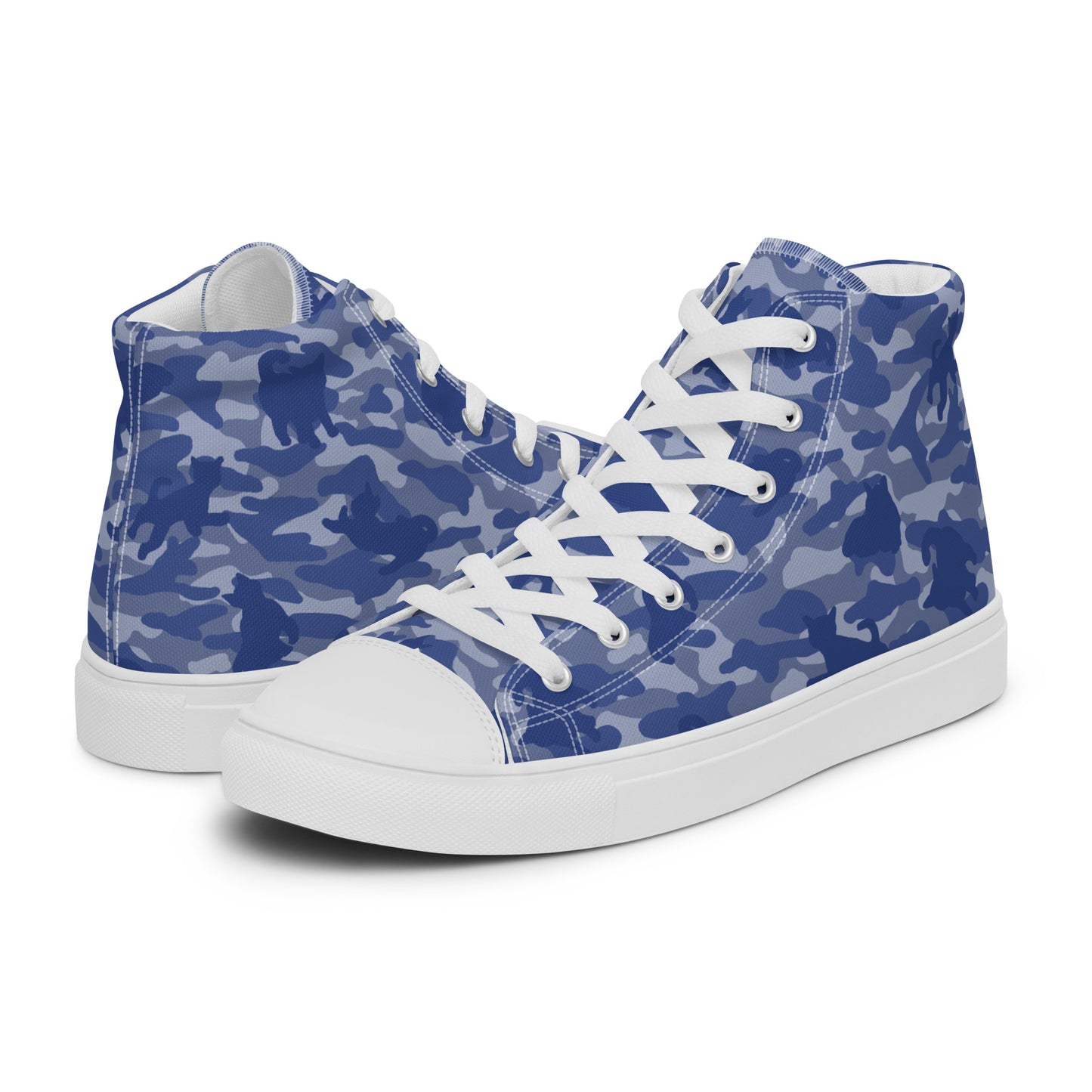 Kitty Camo Women's High Top Sneakers - Blue