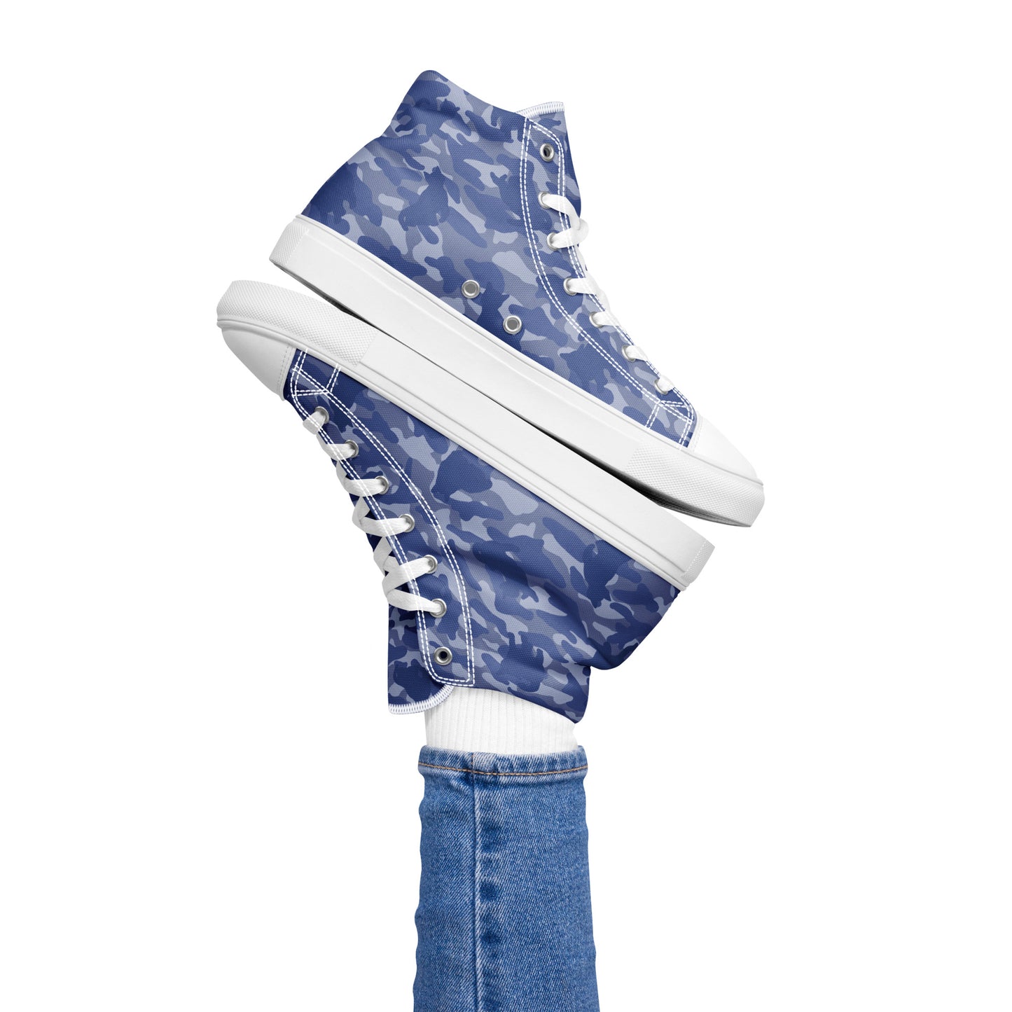 Kitty Camo Women's High Top Sneakers - Blue