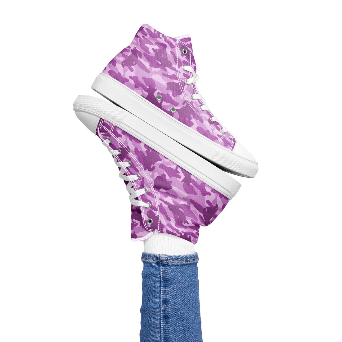 Kitty Camo Women's High Top Sneakers - Pink