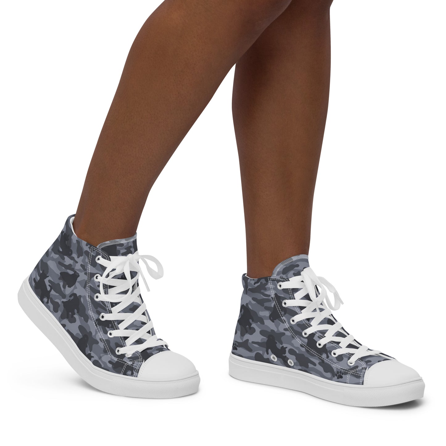 Kitty Camo Women's High Top Sneakers - Grey