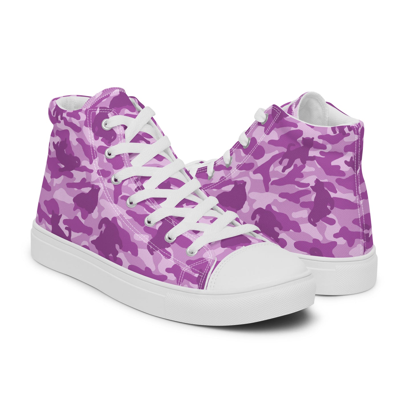 Kitty Camo Women's High Top Sneakers - Pink