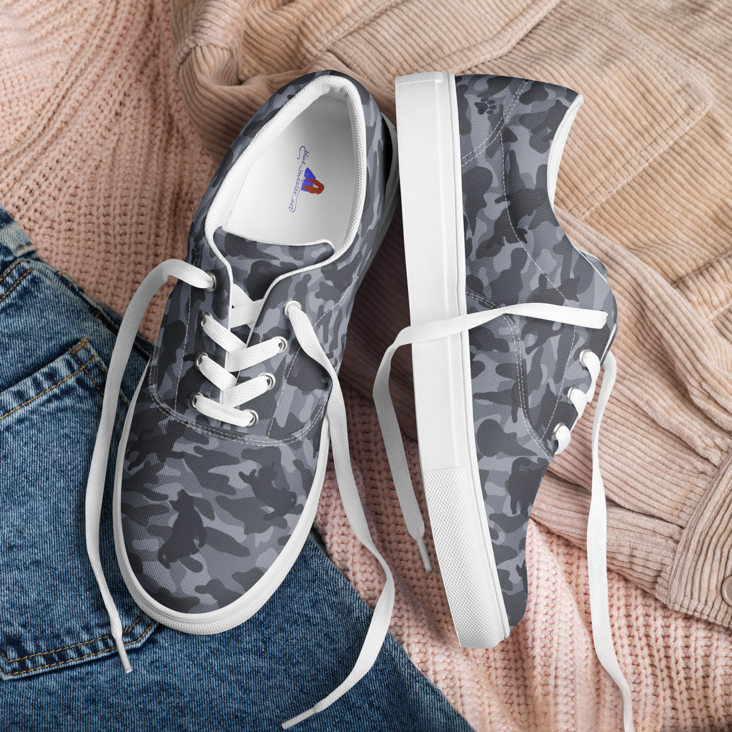 Kitty Camo Women's Lace-Up Sneakers - Grey