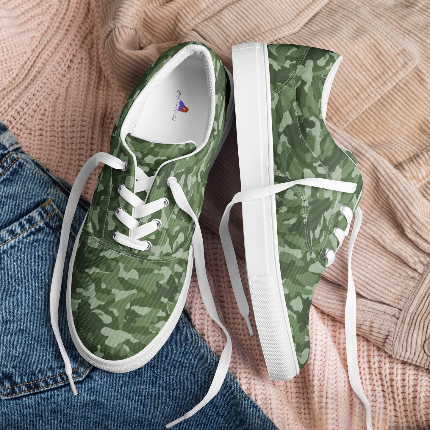 Puppy Camo Women's Lace-Up Sneakers - Green