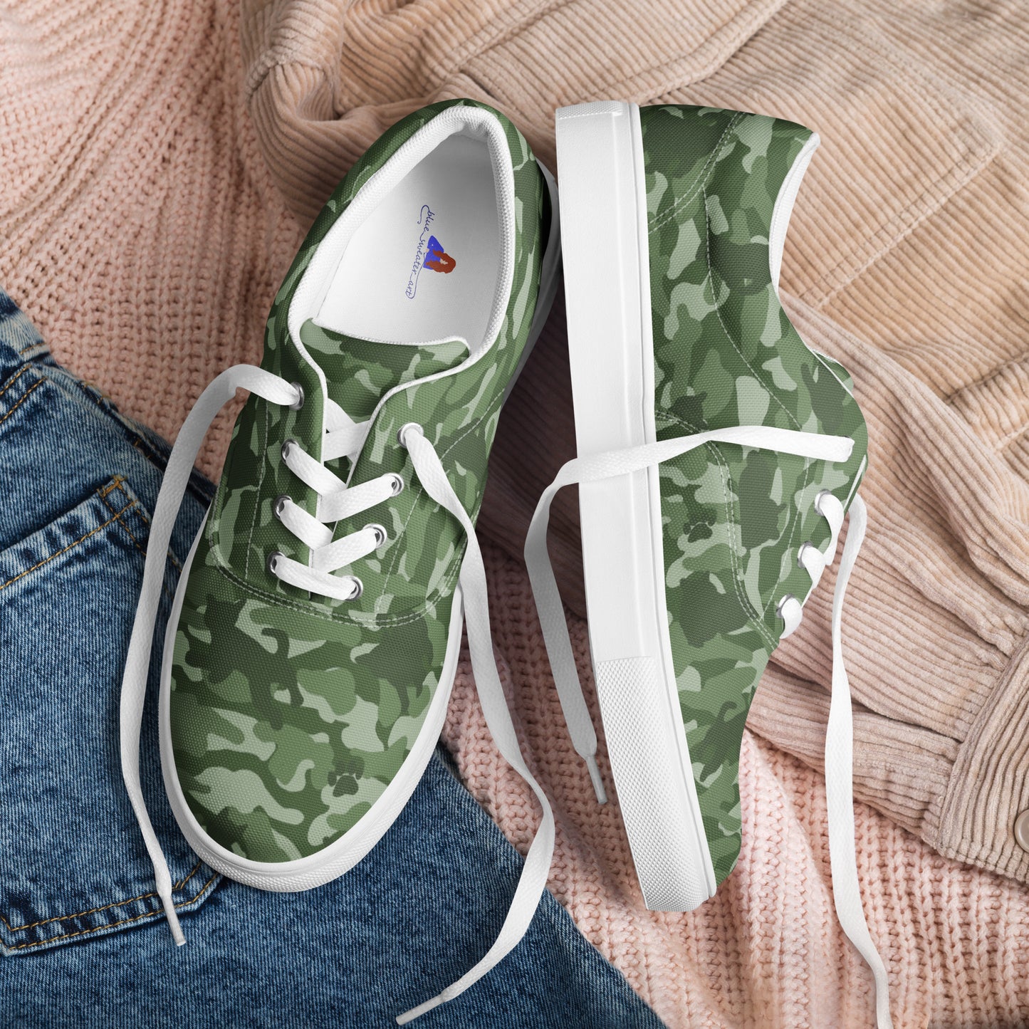 Kitty Camo Women's Lace-Up Sneakers - Green