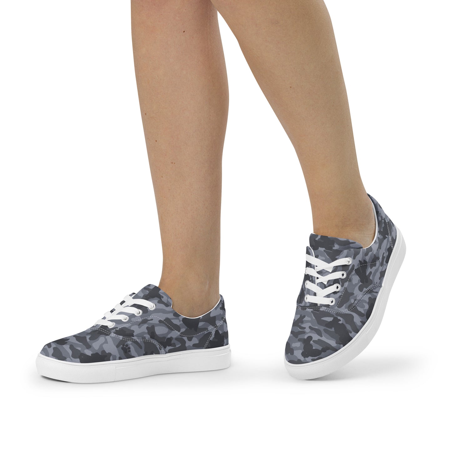 Puppy Camo Women’s Lace-Up Sneakers -Grey