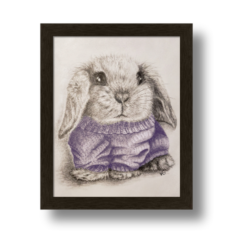 Bunny in a Sweater - 8x10, Purple