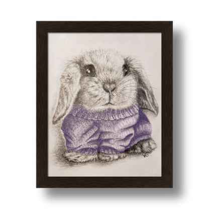 Bunny in a Sweater - 8x10, Purple