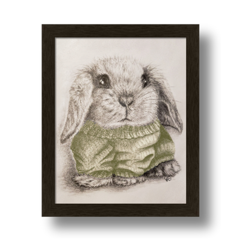 Bunny in a Sweater - 8x10, Yellow