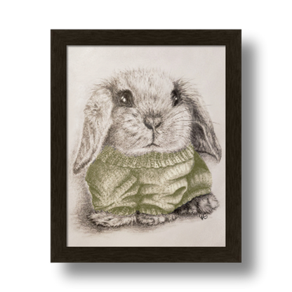 Bunny in a Sweater - 8x10, Yellow