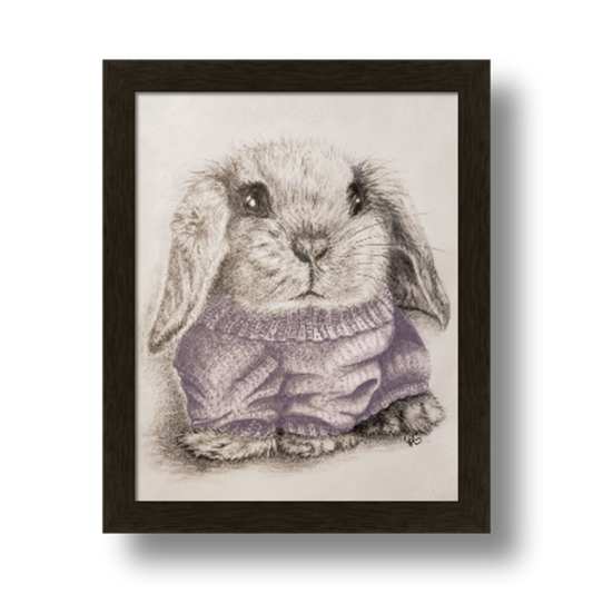 Bunny in a Sweater - 8x10, Pink