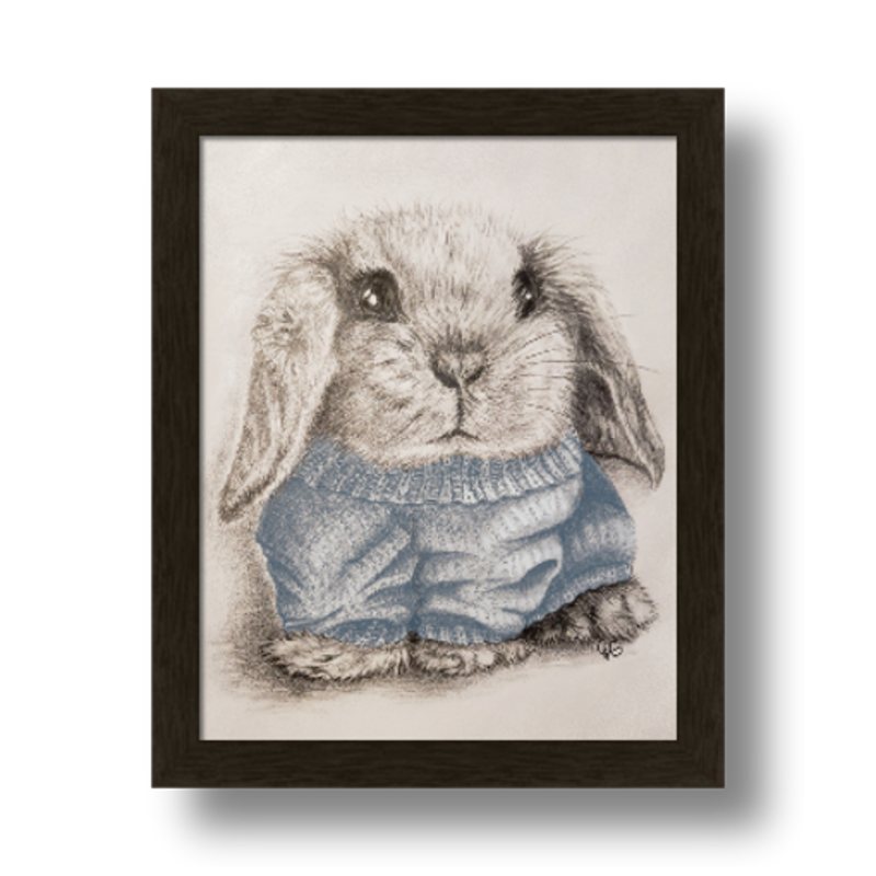 Bunny in a Sweater - 8x10, Light Blue